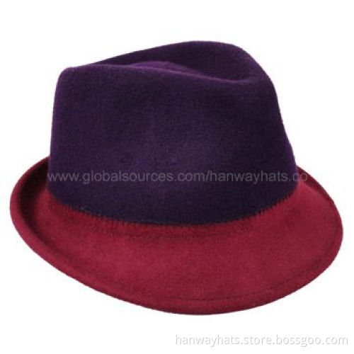 Fashionable Men's Wool Felt Fedora Hat with Two Tone for 2012 New Style